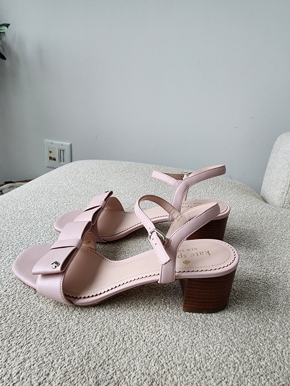 kate spade Pale Pink Bow Block Heel Sandals - Picture 2 of 2